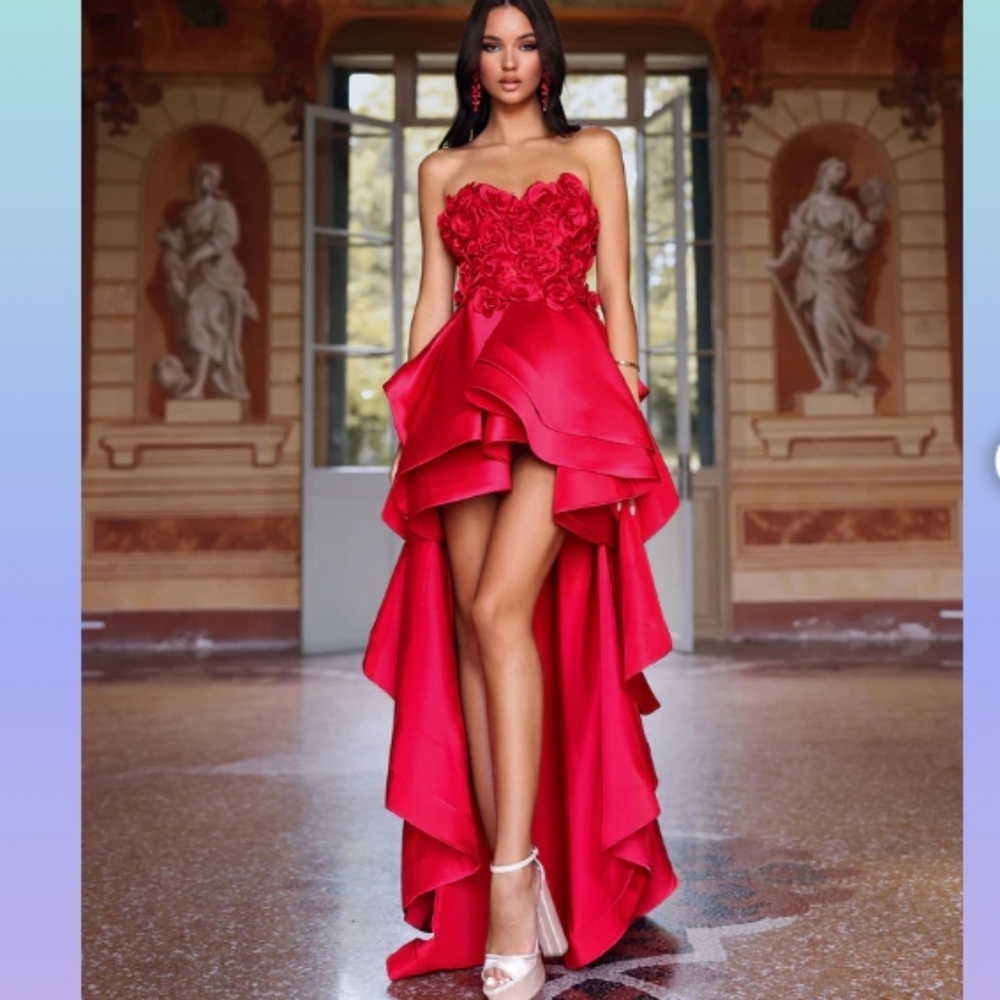 Alyce Paris  Red Strapless Evening Gown